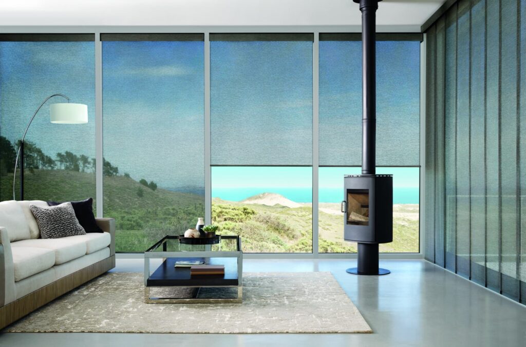 Hunter Douglas Designer Screen Shades in a Living Room