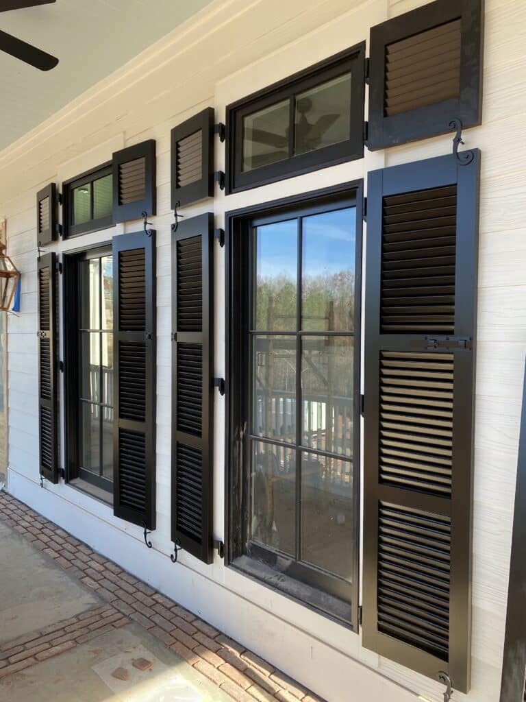 Fixed Louver Composite Shutters with a Transom