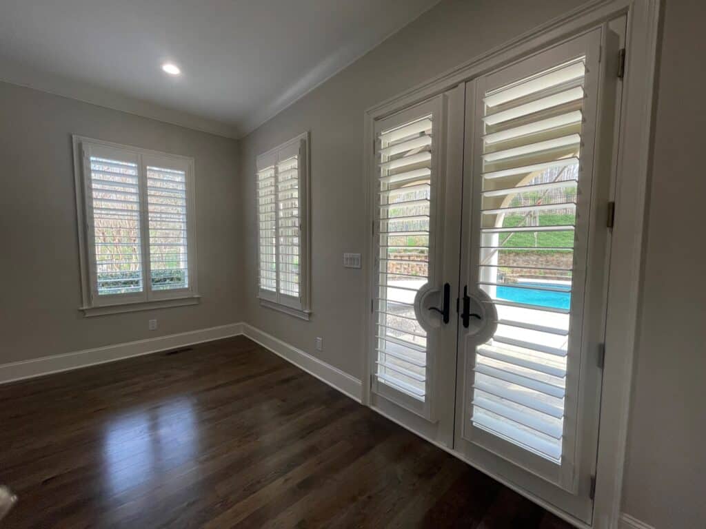 French Door Handle Cut Out in Greenville, SC, shutters on doors